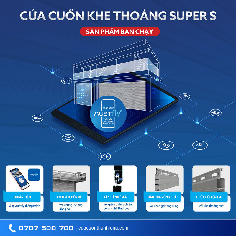 Cửa cuốn Austdoor S8 | Cửa cuốn khe thoáng thế hệ mới