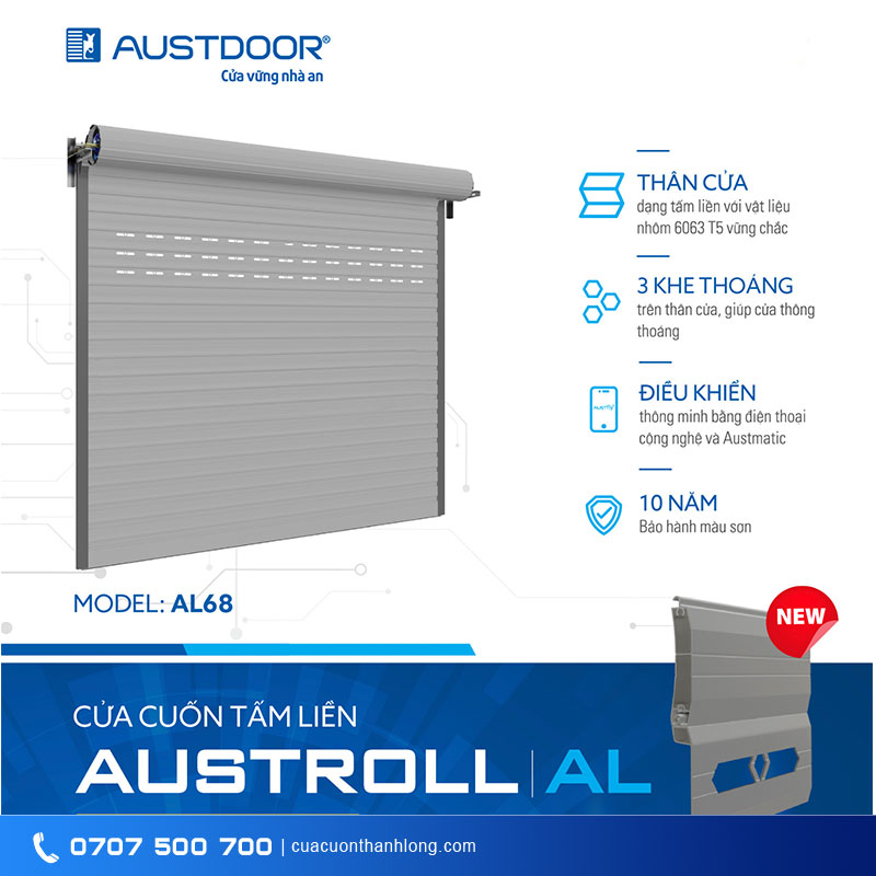 Cửa Cuốn Tấm Liền | Austdoor AL68 thế hệ mới